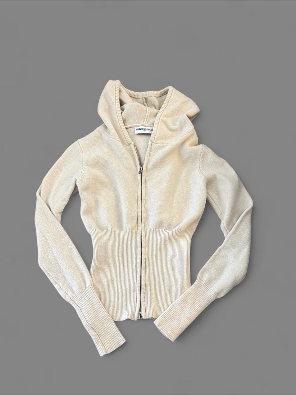 Princess Polly Cream Zip Up Hoodie
